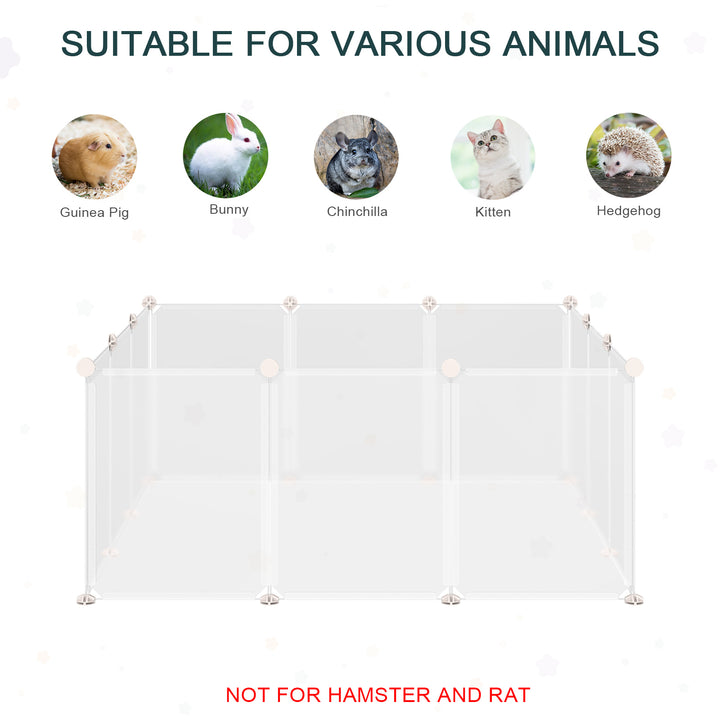 Pet Playpen DIY Small Guinea Pigs Hutches Open Enclosure Portable Plastic Fence 12 Panels for Kitten Bunny Chinchilla White