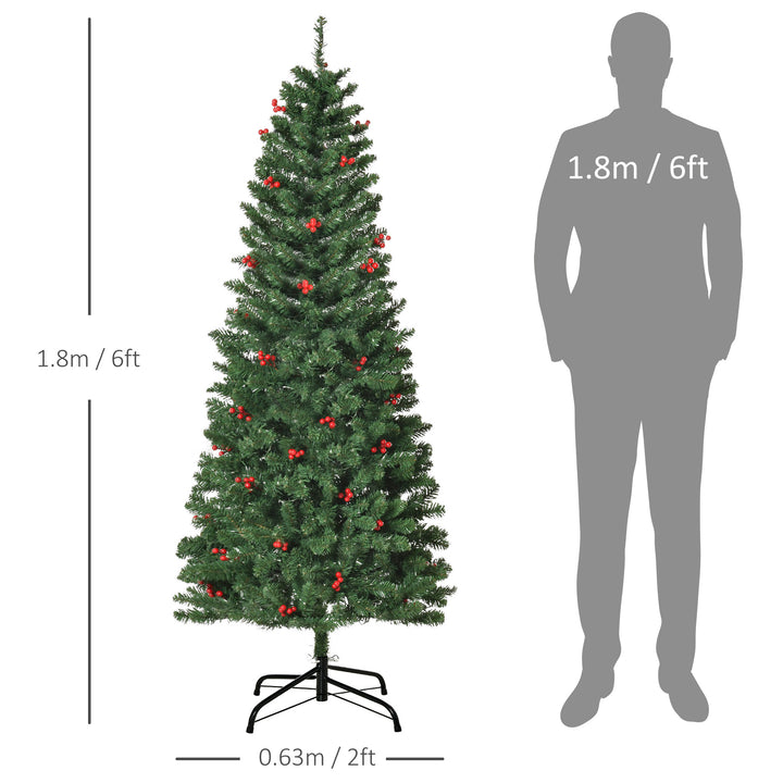 6FT Prelit Artificial Pencil Christmas Tree with Warm White LED Light