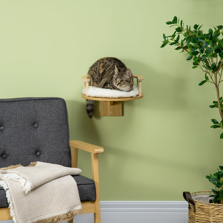 Wall Mounted Cat Tree with Cushion and Guardrails