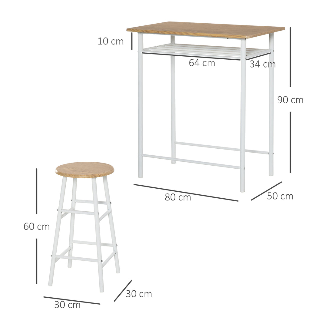 Bar Table and Stools w/ Metal Frame Footrest