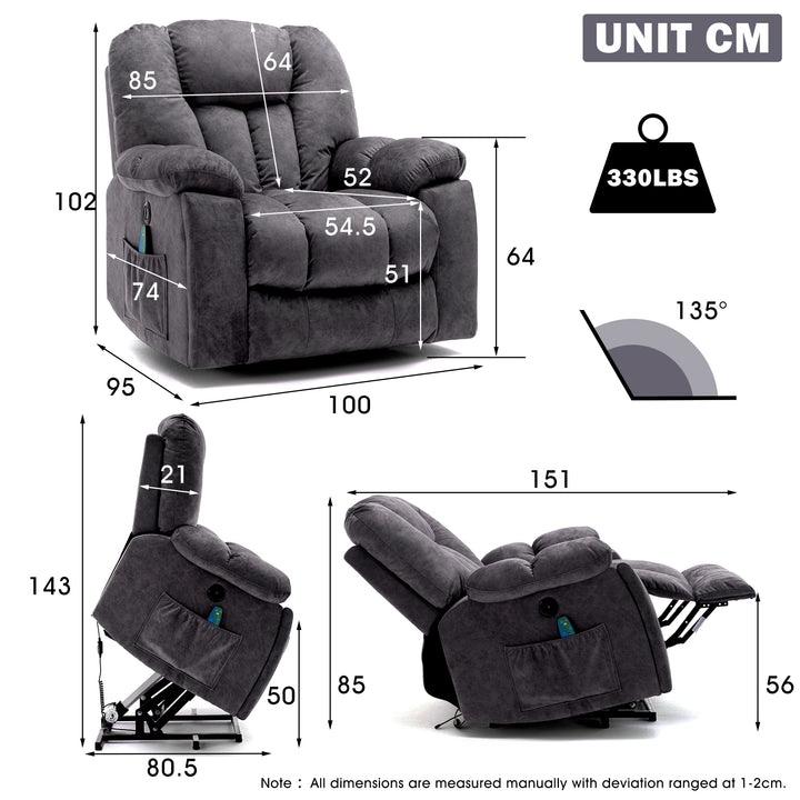 Power Massage Lift Recliner Chair with Heat and Vibration