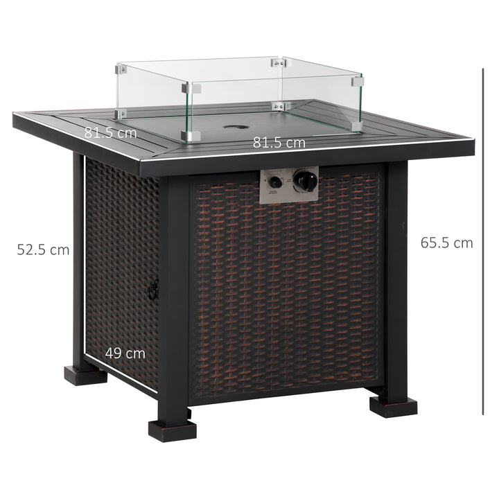 Square Propane Gas Fire Pit Table