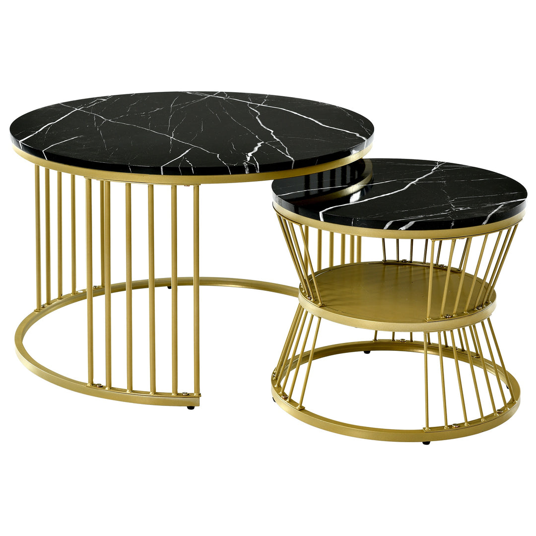 HOMCOM Set of 2 Round Nesting Tables