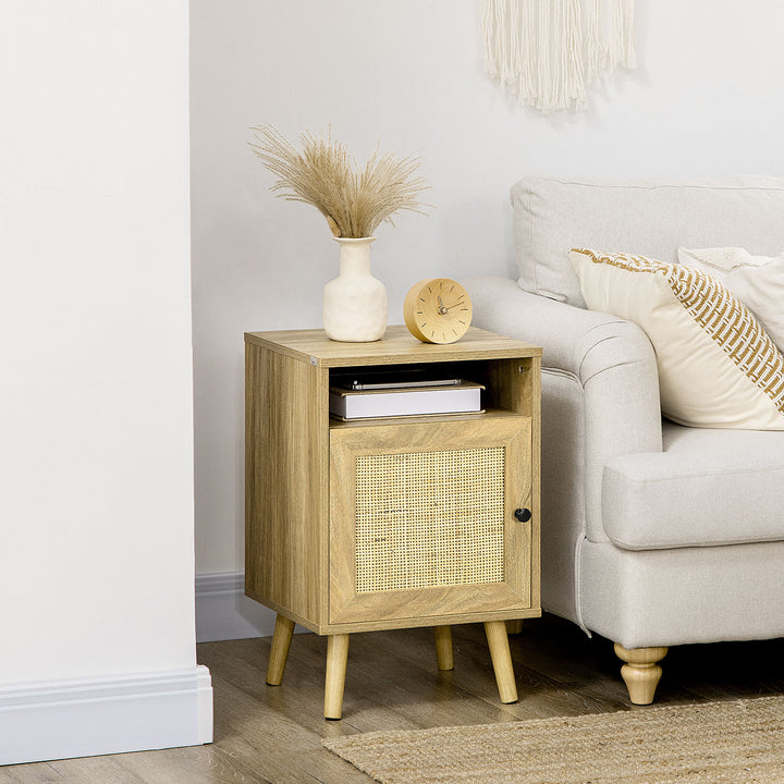 Bedside Table with Rattan Element