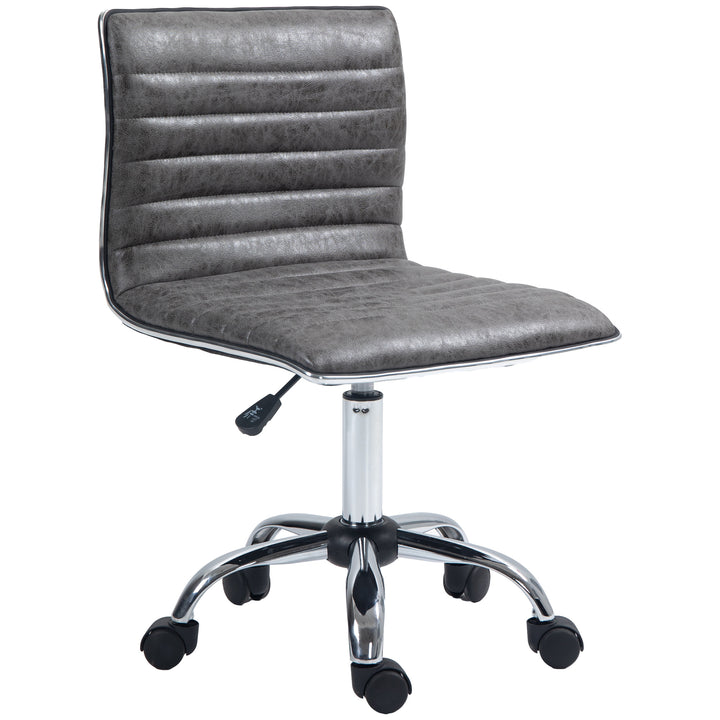 Vinsetto Adjustable Swivel Office Chair, Armless, Microfibre, Chrome Base, Grey