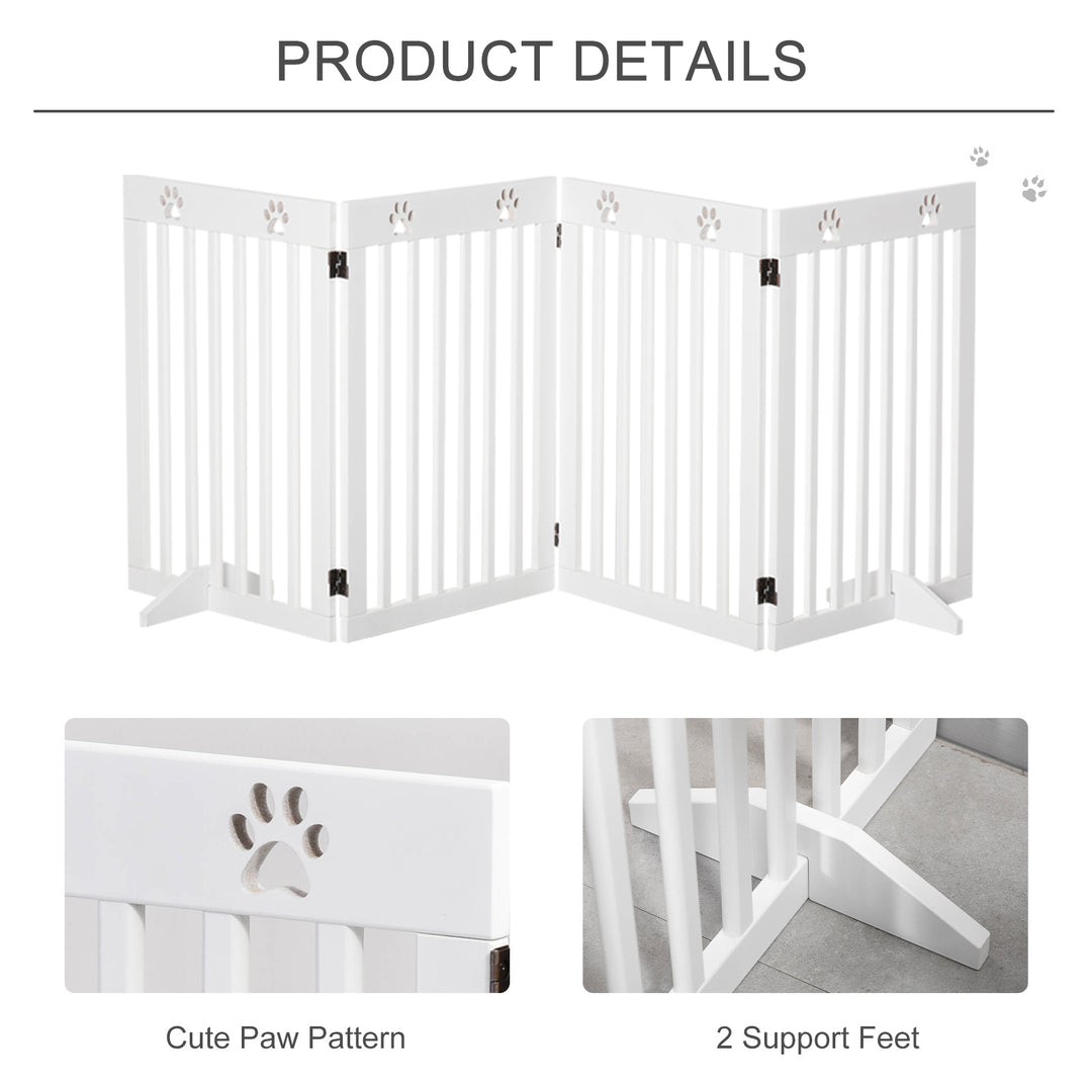 Foldable Wooden Pet Barrier: 4-Panel Safeguard for Doorways & Stairs