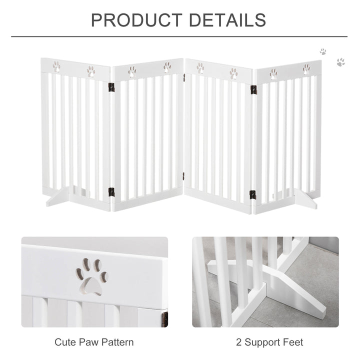 Foldable Wooden Pet Barrier: 4-Panel Safeguard for Doorways & Stairs