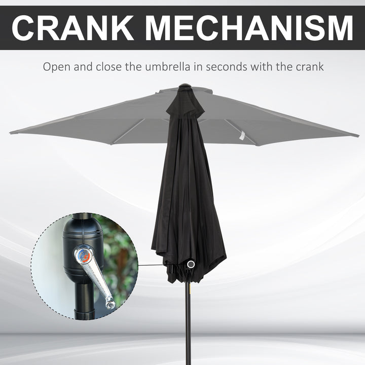 Outdoor Garden Parasol with Tilt and Crank Mechanism