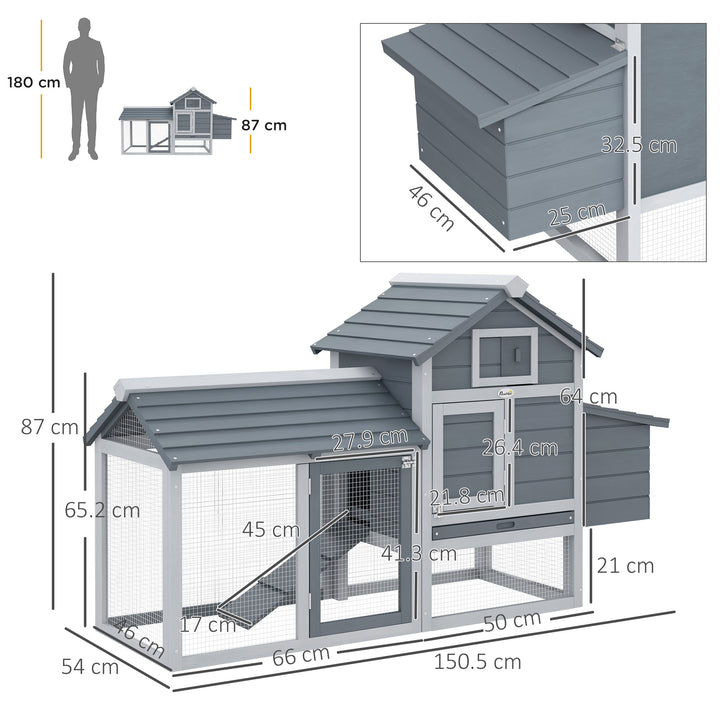 Solid Wood Enclosed Outdoor Backyard Chicken Coop Kit with Nesting Box