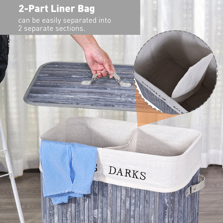 Wooden Laundry Hamper: 100L Collapsible Basket with Lid & Liner