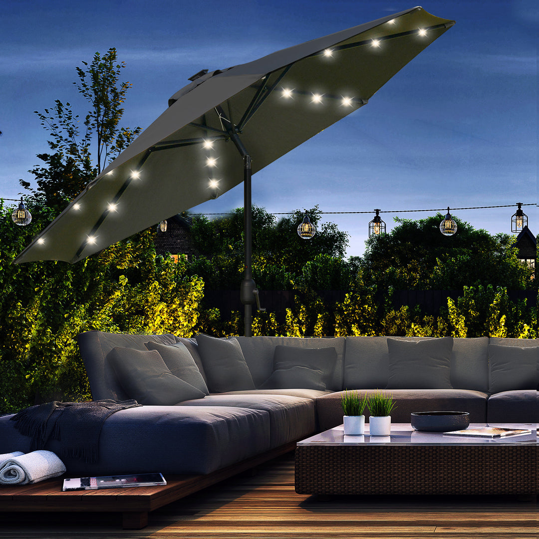 Waterproof Patio Parasol with LED Lights