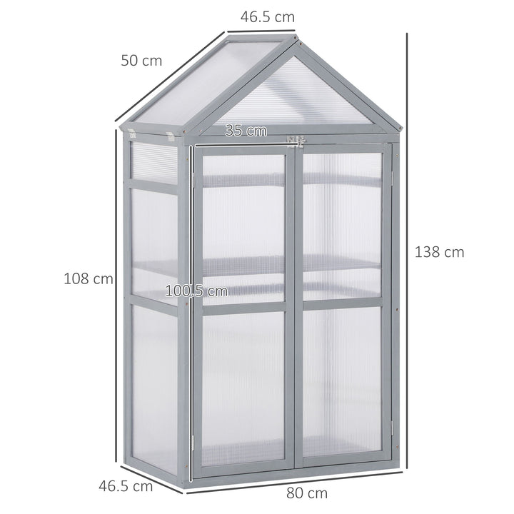 3-Tier Wooden Cold Frame Greenhouse Garden Polycarbonate Grow House w/ Adjustable Shelves