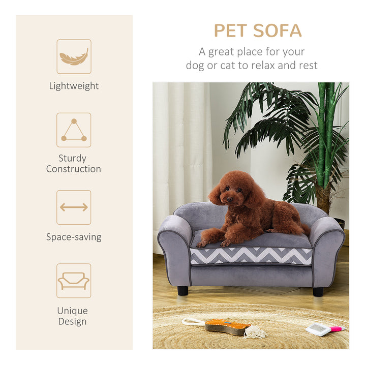 Dog Bed Sofa Velvet-Feel Pet Sofa Bed with Foam Cushion