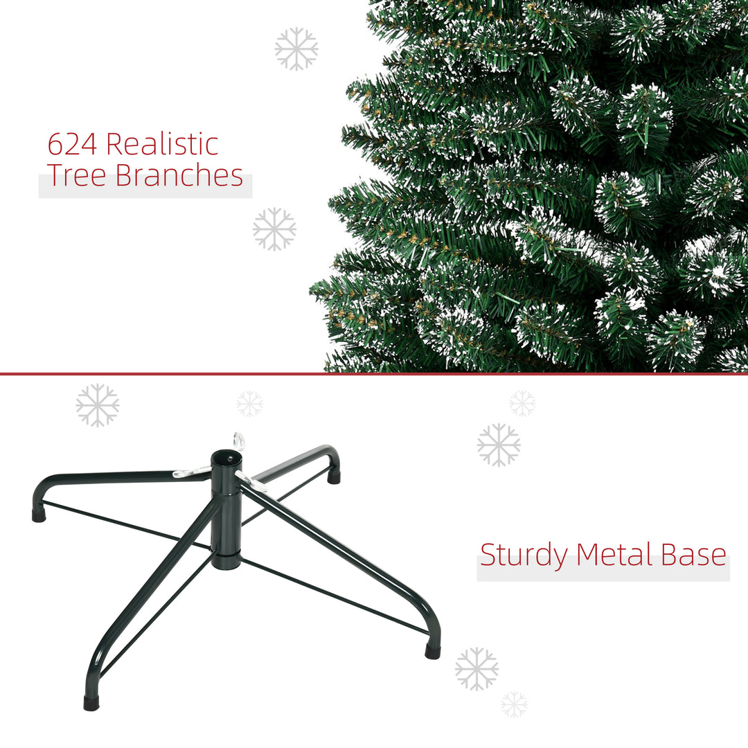 7.5FT Artificial Christmas Tree Snow Dipped Xmas Pencil Tree Holiday Home Indoor Decoration with Foldable Black Stand