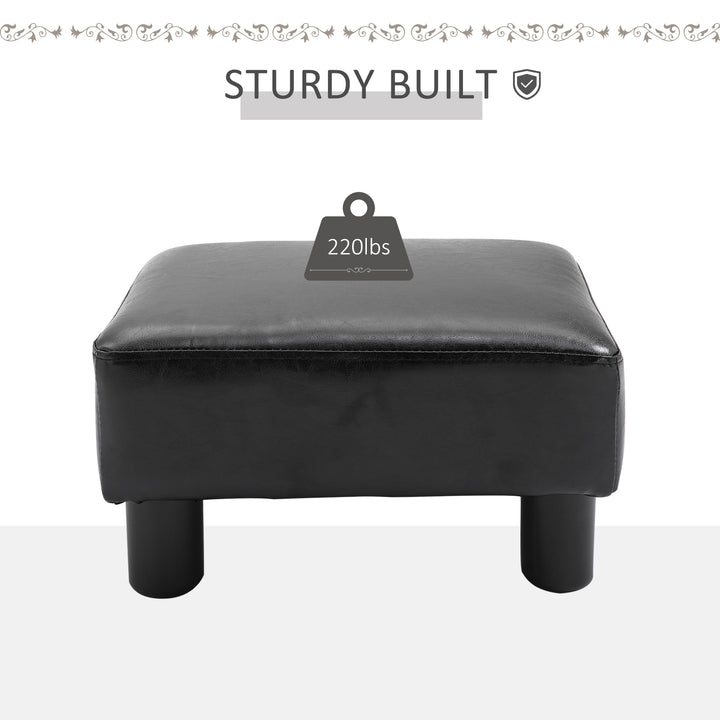 PU Leather Footstool Foot Rest Small Seat Foot Rest Chair Black Home Office with Legs 40 x 30 x 24cm