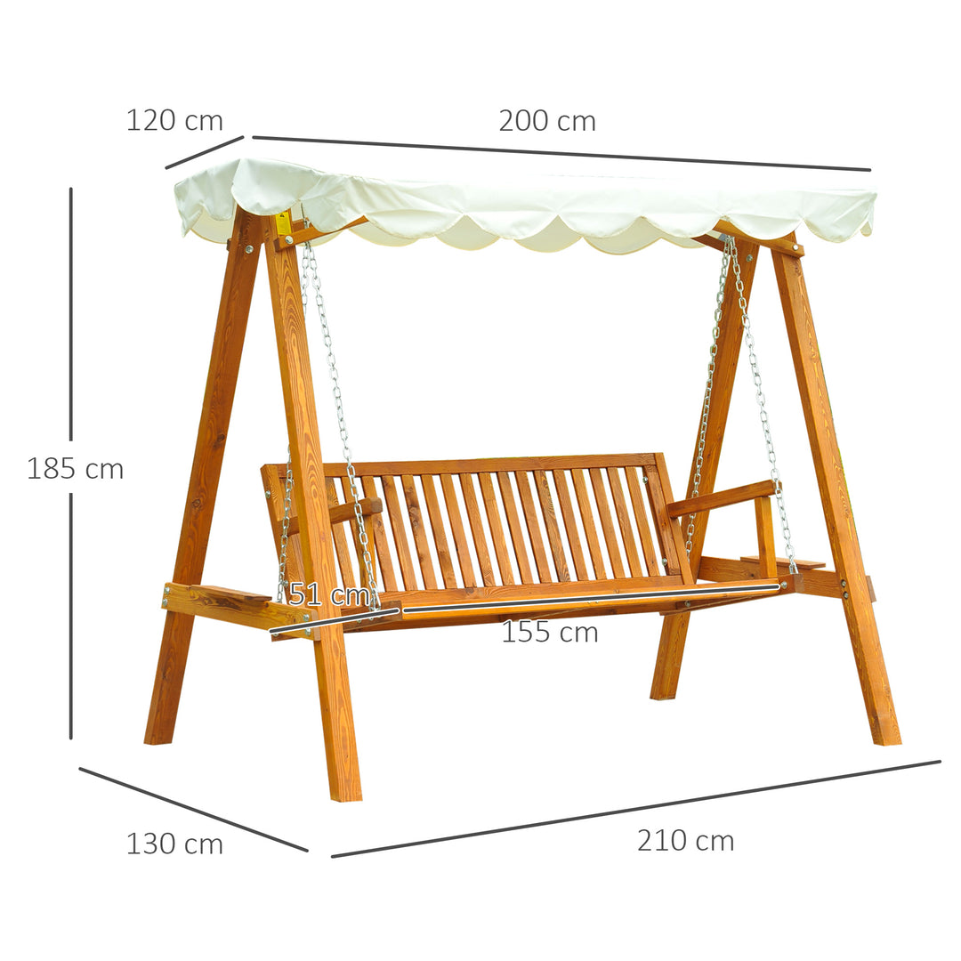 Waterproof 3 Seater Wooden Garden Swing Seat Swing Chair Outdoor Hammock Bench Furniture