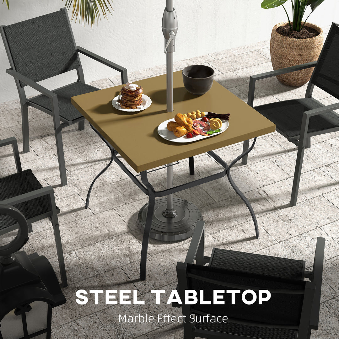 Dia. 80cm Square Garden Dining Table with Umbrella Hole