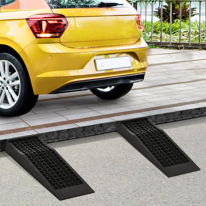 Set of 2 Durable Plastic Curb Ramps with Anti-Slip Surface