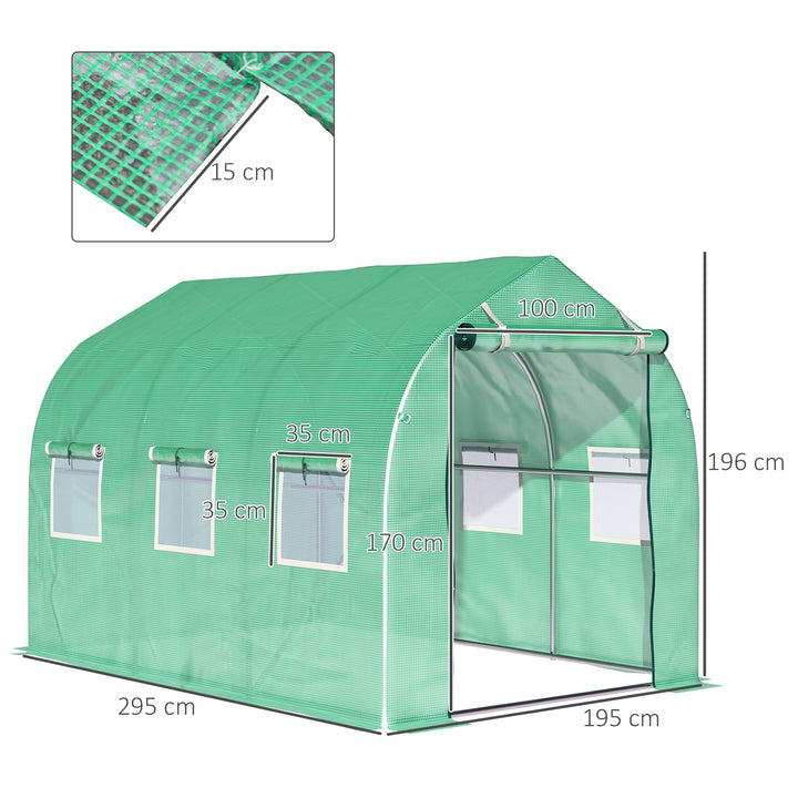 Walk in Polytunnel Greenhouse with Windows and Door for Garden