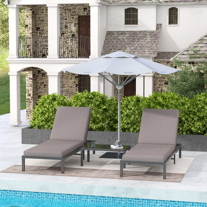 3 Pieces Garden Sun Loungers Set with Cushion