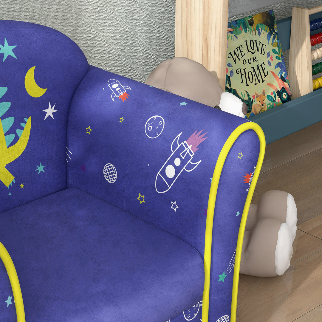 Kids Sofa Kids Couch Armchair with Stylish Planet and Dinosaurs Design