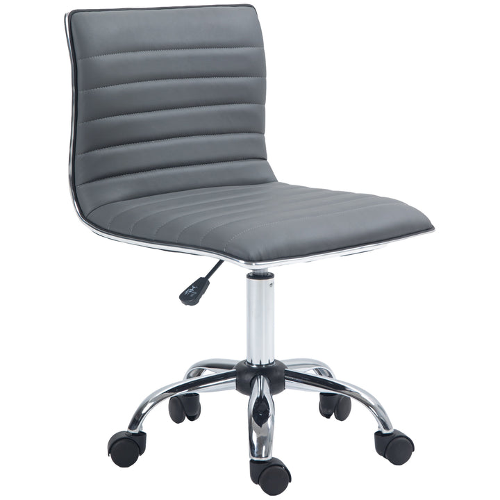 Vinsetto Adjustable Swivel Desk Chair, Armless, PU Leather, Chrome Base, Dark Grey