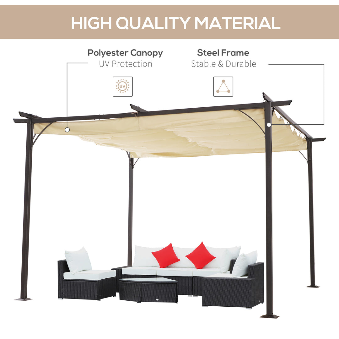 3.5M X 3.5M Metal Pergola Gazebo Awning Retractable Canopy Outdoor Garden Sun Shade Shelter Marquee Party BBQ