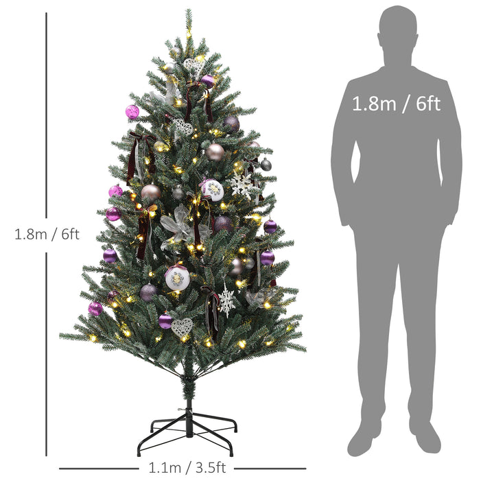 6ft Artificial Prelit Christmas Tree w/ Warm White LED Lights & 796 Tips