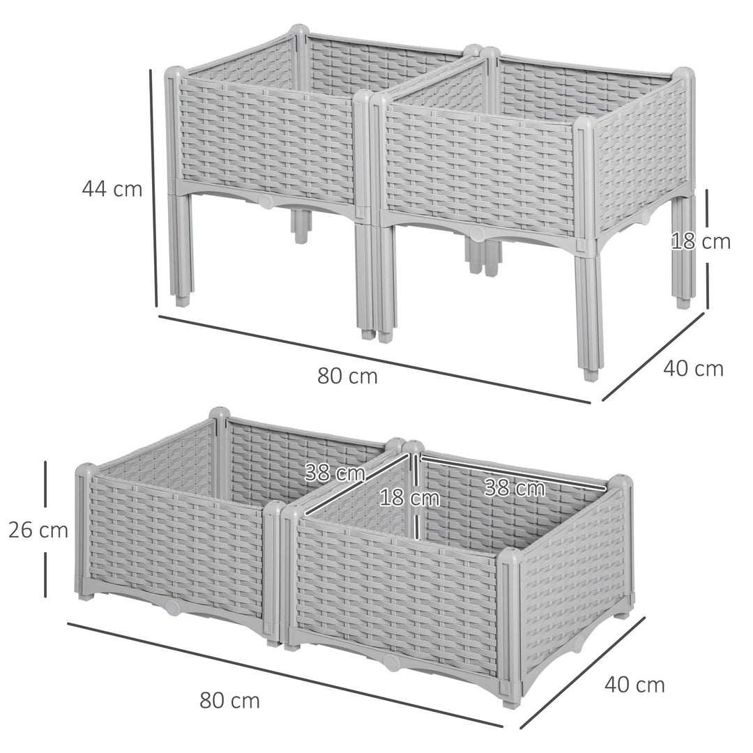 Set of 4 Garden Raised Bed Elevated Patio Flower Plant Planter Box PP Vegetables Planting Container