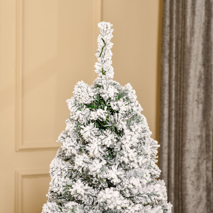 5 Feet Pre Lit Christmas Tree Artificial Snow Flocked Christmas Tree w/ Warm White LED