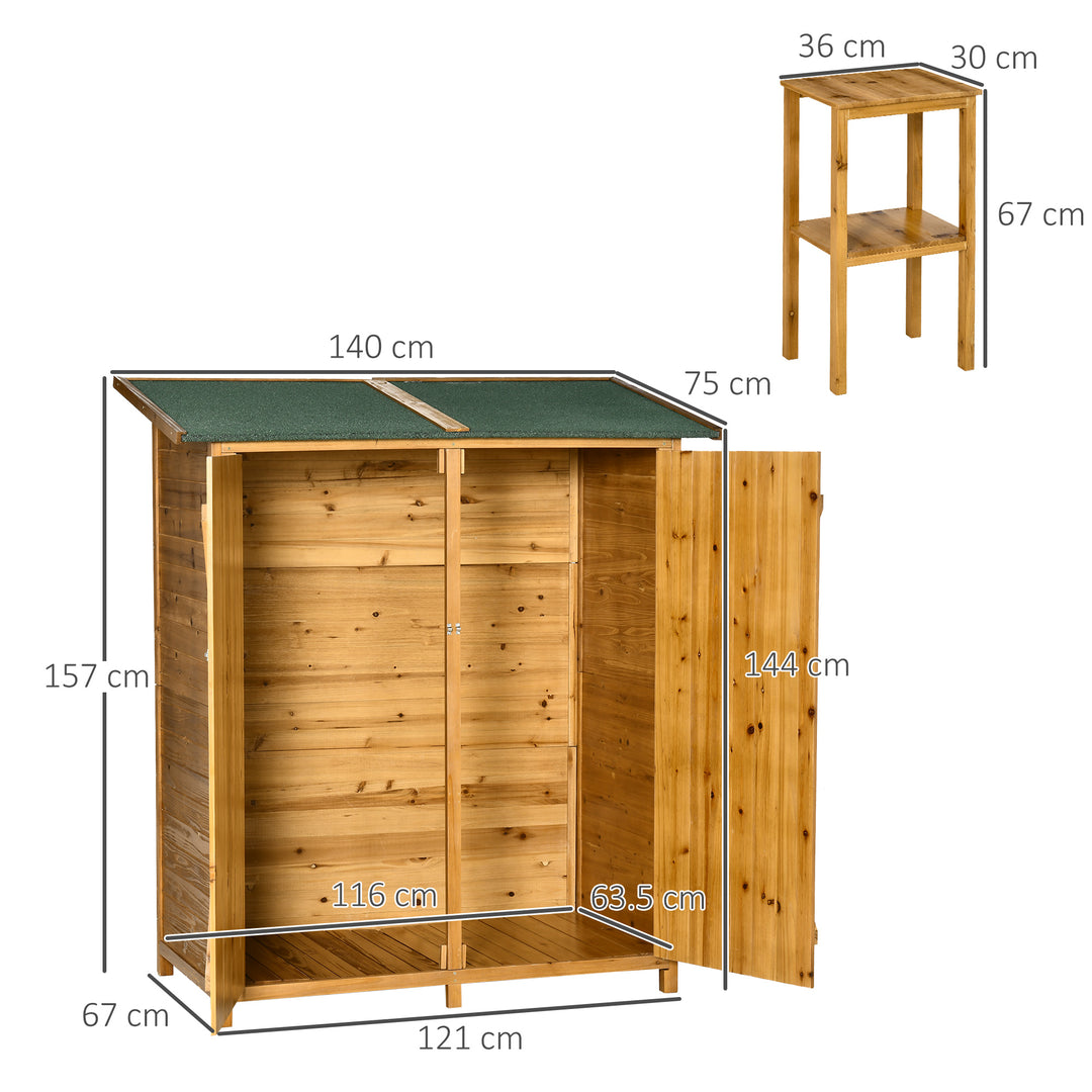 Garden Wood Storage Shed w/ Flexible Table