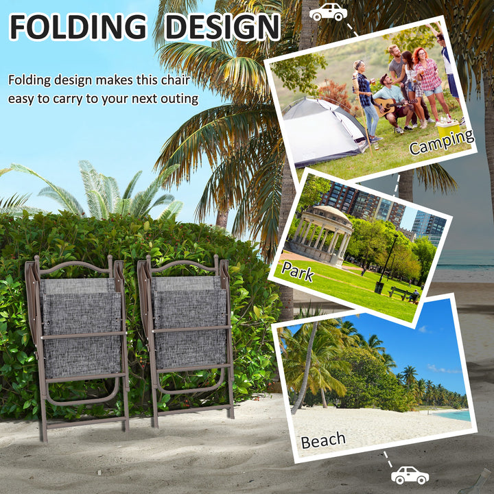 Portable Patio Perches: Folding Mesh Chairs with Armrests for Camping Comfort