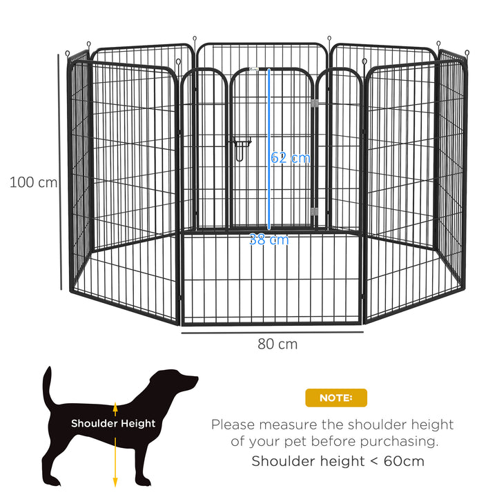 Heavy Duty 8 Panel Dog Play Pen Pet Playpen for Puppy Rabbit Enclosure Foldable Indoor Outdoor 80 x 100 cm