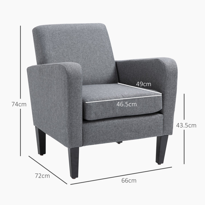 2 Pieces Modern Armchairs with Rubber Wood Legs