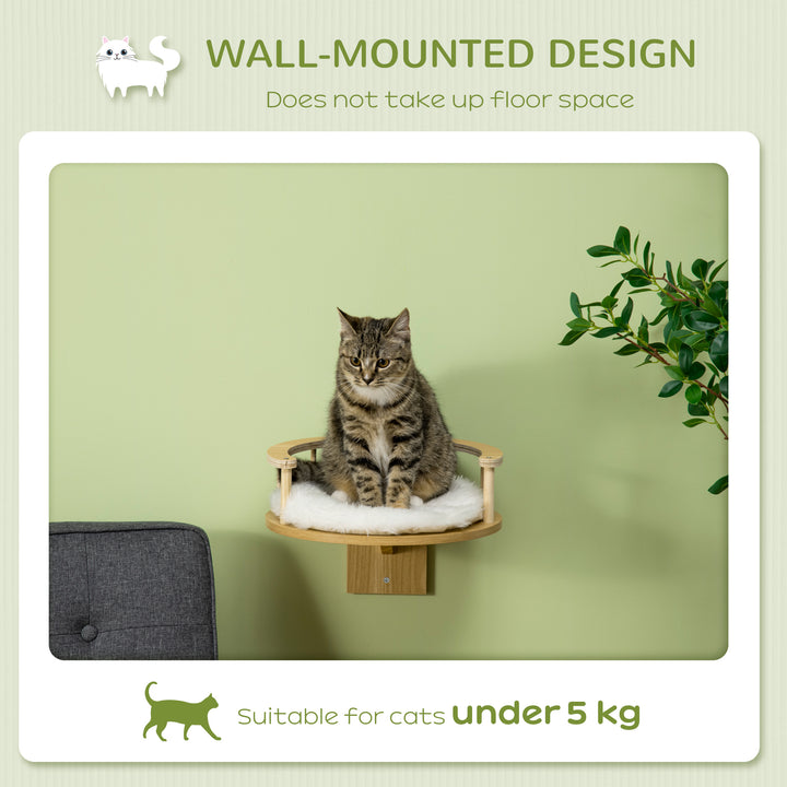 Wall Mounted Cat Tree with Cushion and Guardrails