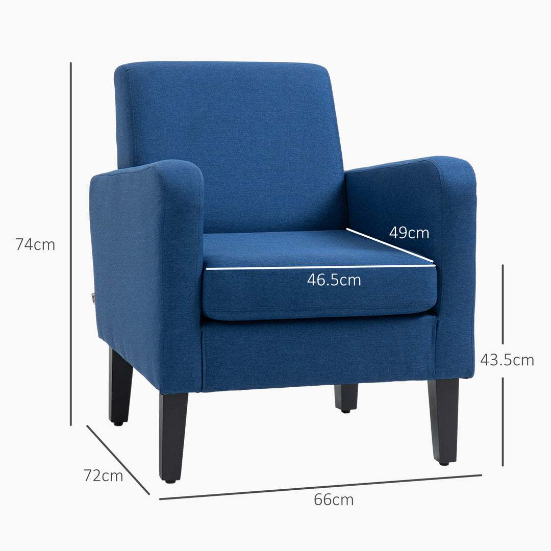 2 Pieces Modern Armchairs with Rubber Wood Legs