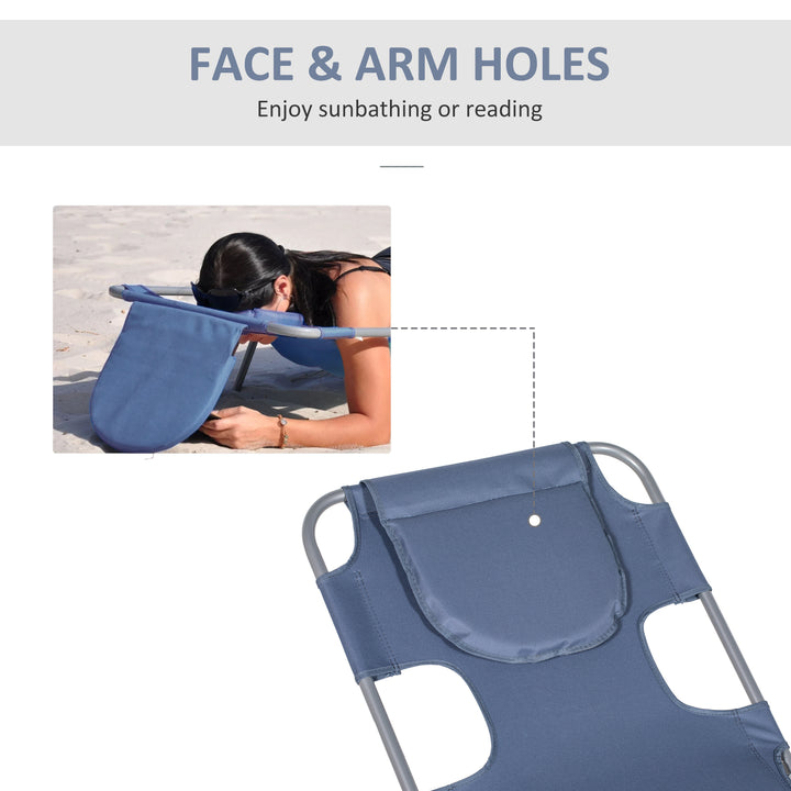 Beach Chaise Lounge with Face Hole and Arm Slots