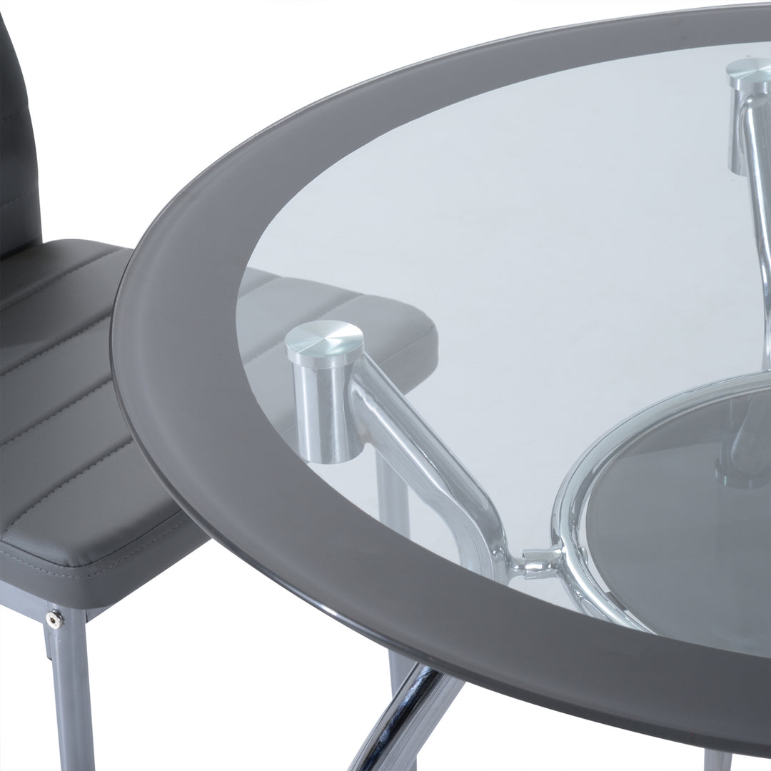 HOMCOM Round Dining Table Set for 4, Grey https://www.awin1.com/pclick.php?p=37759621452&a=1765756&m=17151 Aosom