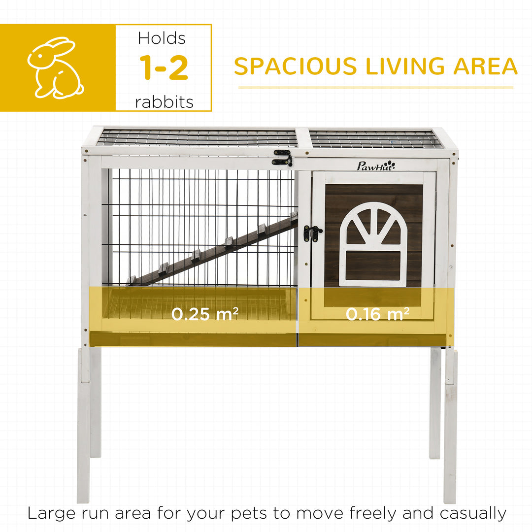 Wooden Rabbit Hutch with Openable Roof