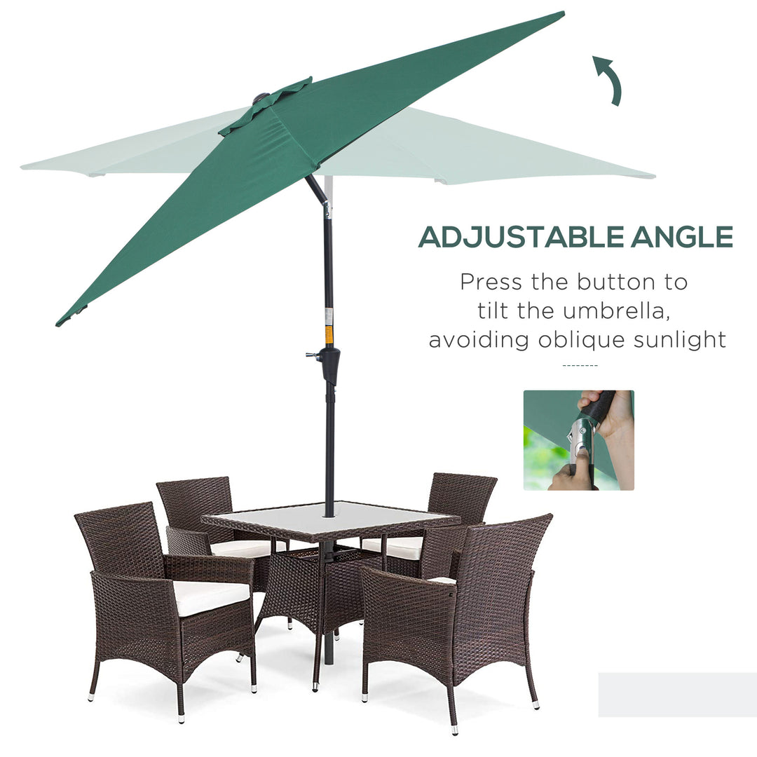 2.7M Tilting Parasol Sun Parasol Outdoor Garden Umbrellas Sun Shade Aluminium Frame with Crank(Green)