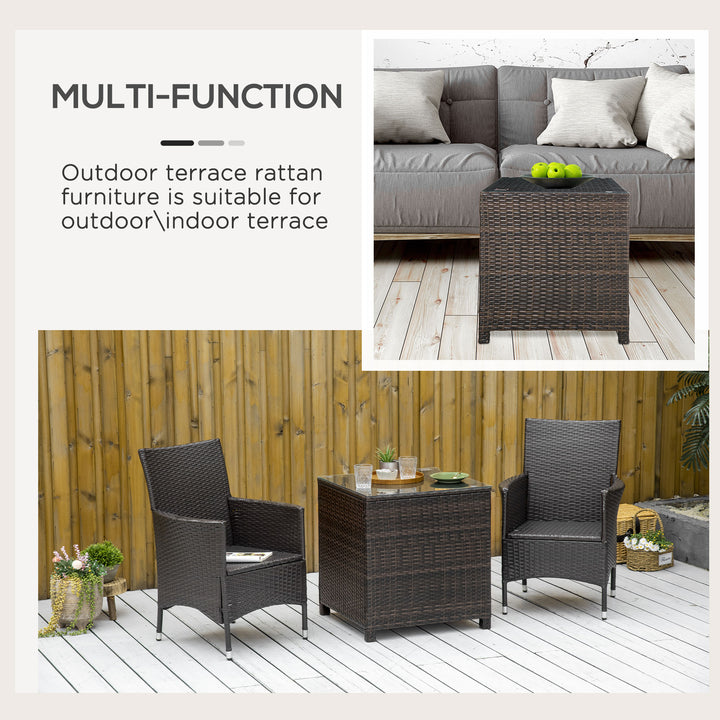 Rattan Garden Side Table: Weather-Resistant Frame with Tempered Glass Top