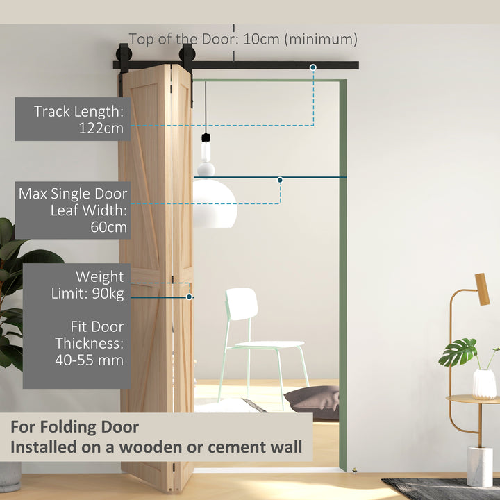 4FT/122CM Bi-Folding Sliding Barn Door Hardware Track Kit