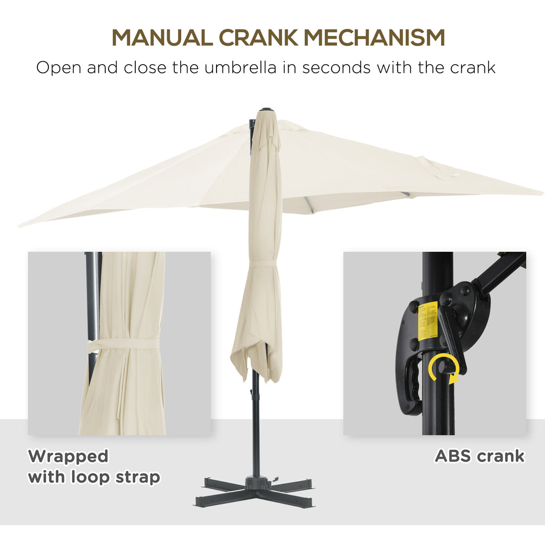 2.5 x 2.5m Patio Offset Parasol Umbrella Cantilever Hanging Aluminium Sun Shade Canopy Shelter 360° Rotation w/Crank Handle