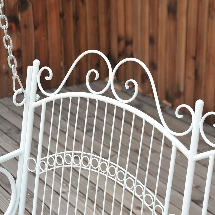 Metal 2-Seater Outdoor Garden Swing Bench White