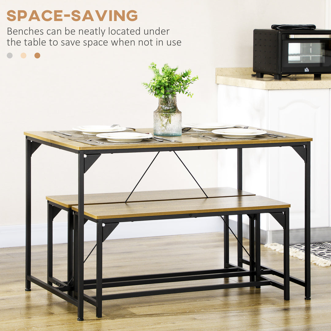 Dining Duet: Space-Efficient Table and 2 Benches Set