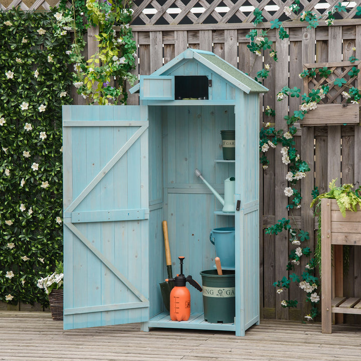 Garden Shed Vertical Utility 3 Shelves Shed Wood Outdoor Garden Tool Storage Unit Storage Cabinet