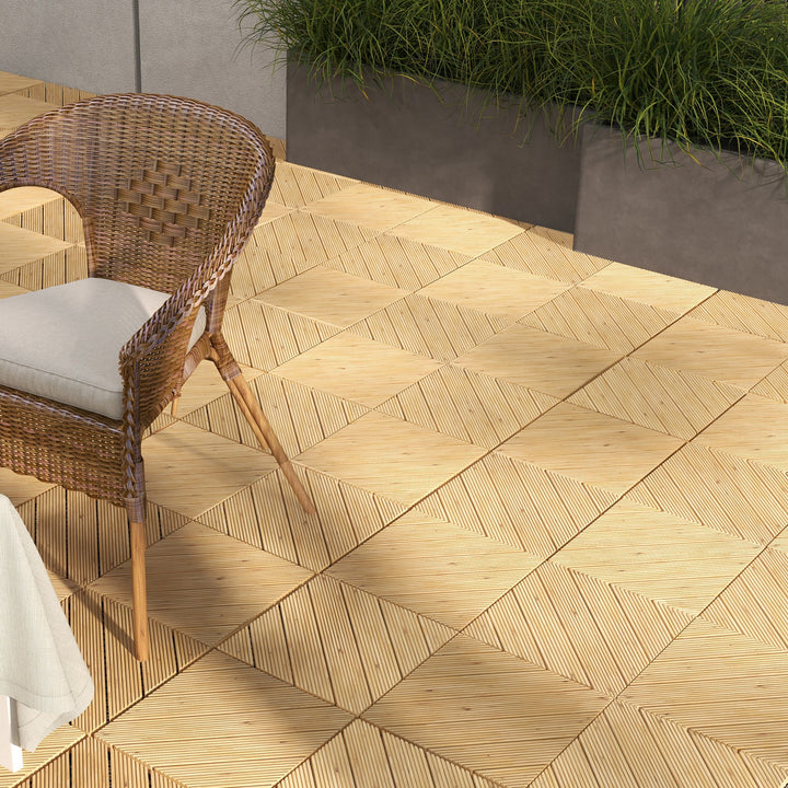 27 Pcs Wooden Interlocking Decking Tiles