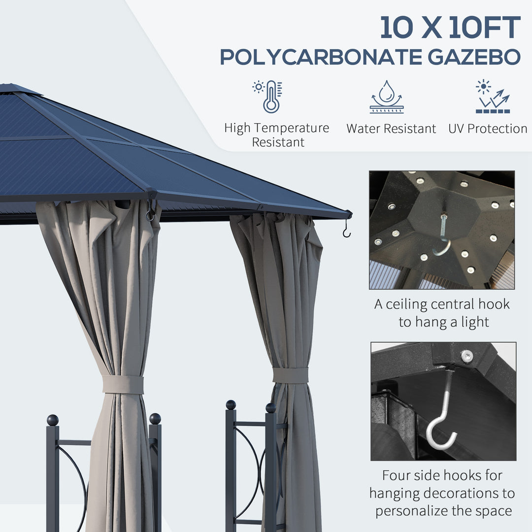 3 x 3(m) Hardtop Gazebo Canopy with Polycarbonate Roof