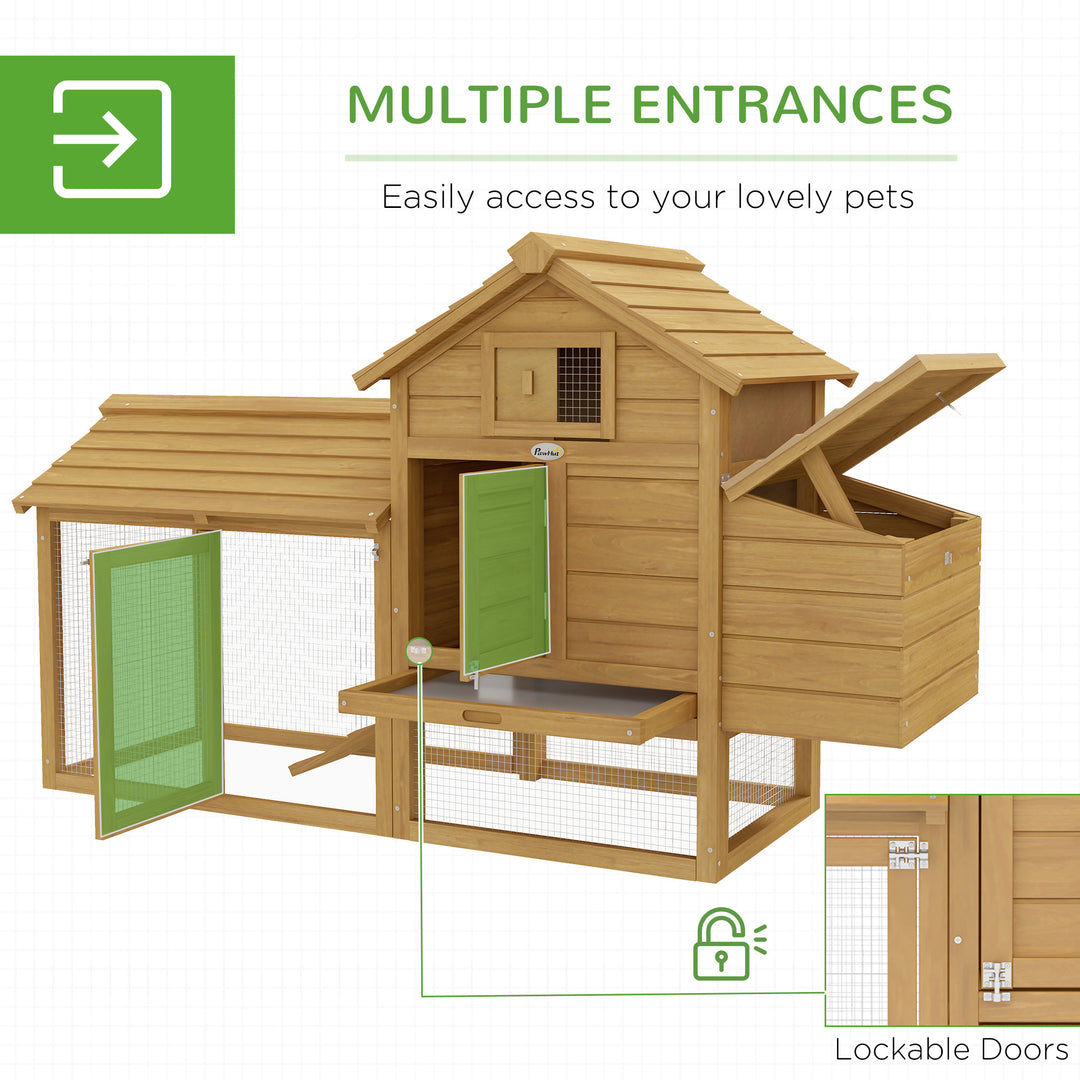 Chicken Coop Hen Cage Small Animal Hutch Nesting Box w/Outdoor Run 150.5 x 54 x 87 cm