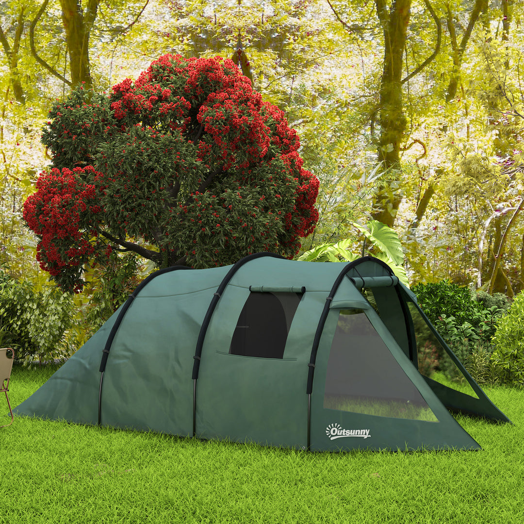 Camping Haven: Spacious 3-4 Person Tunnel Tent with Windows